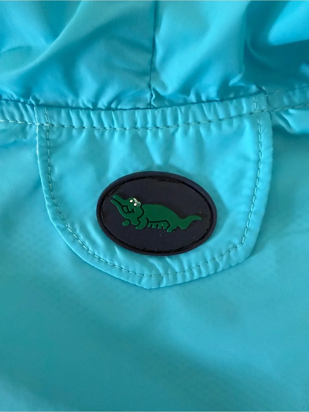 Fabdog lt. blue Packable Nylon hooded Leash hole Waterproof Raincoat Size Medium